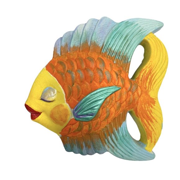 VTG Miller Studios Anthropomorphic Tropical Kissing Fish Chalkware Wall Plaques - Picture 3 of 7
